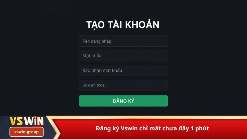 Đăng ký Vswin chỉ mất chưa đầy 1 phút